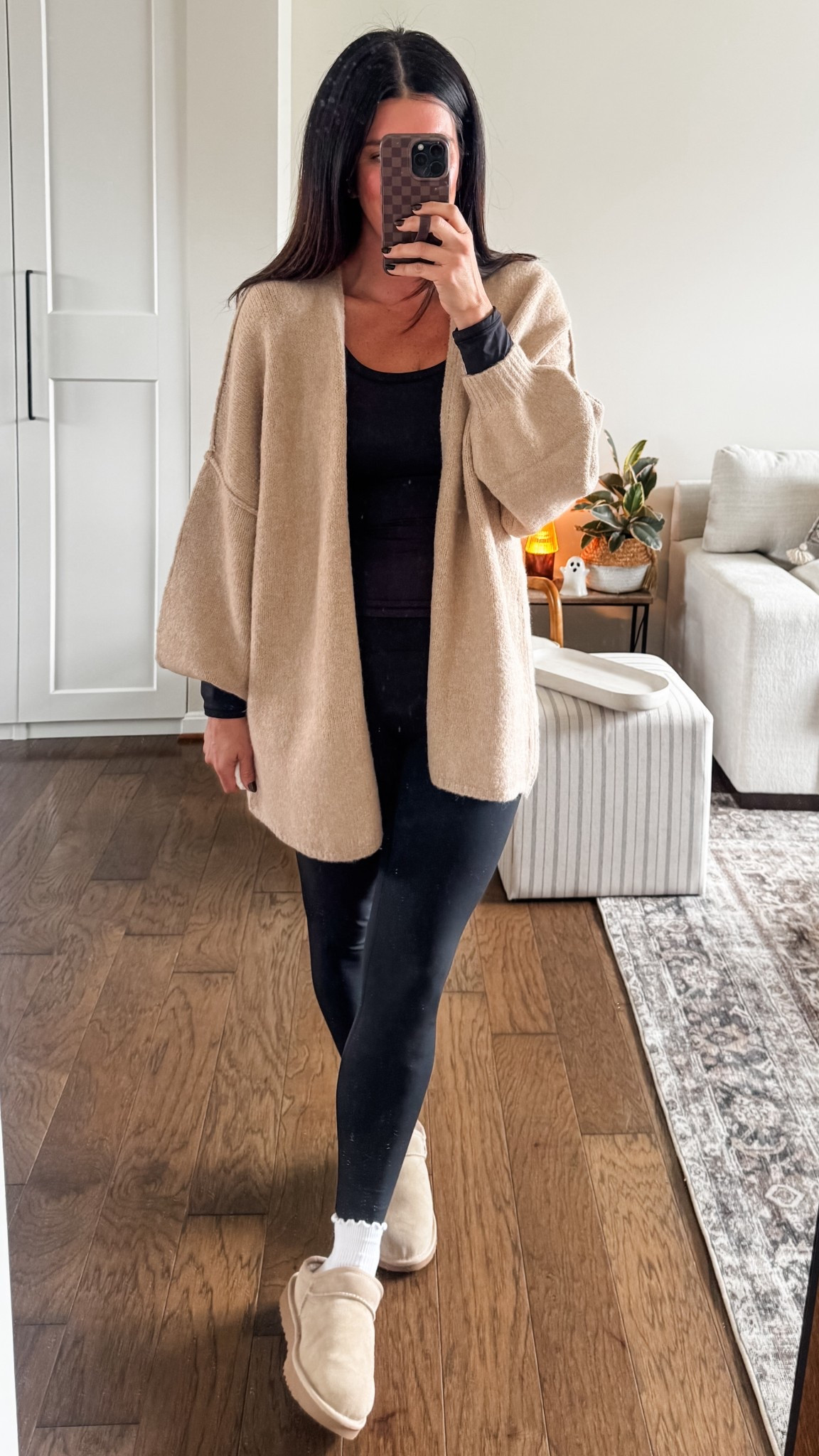 Sports Mom OOTD 
Spanx leggings 
Cardigan 
Fall outfit 
Momstyle 

#LTKFindsUnder100 #LTKMidsize #LTKOver40