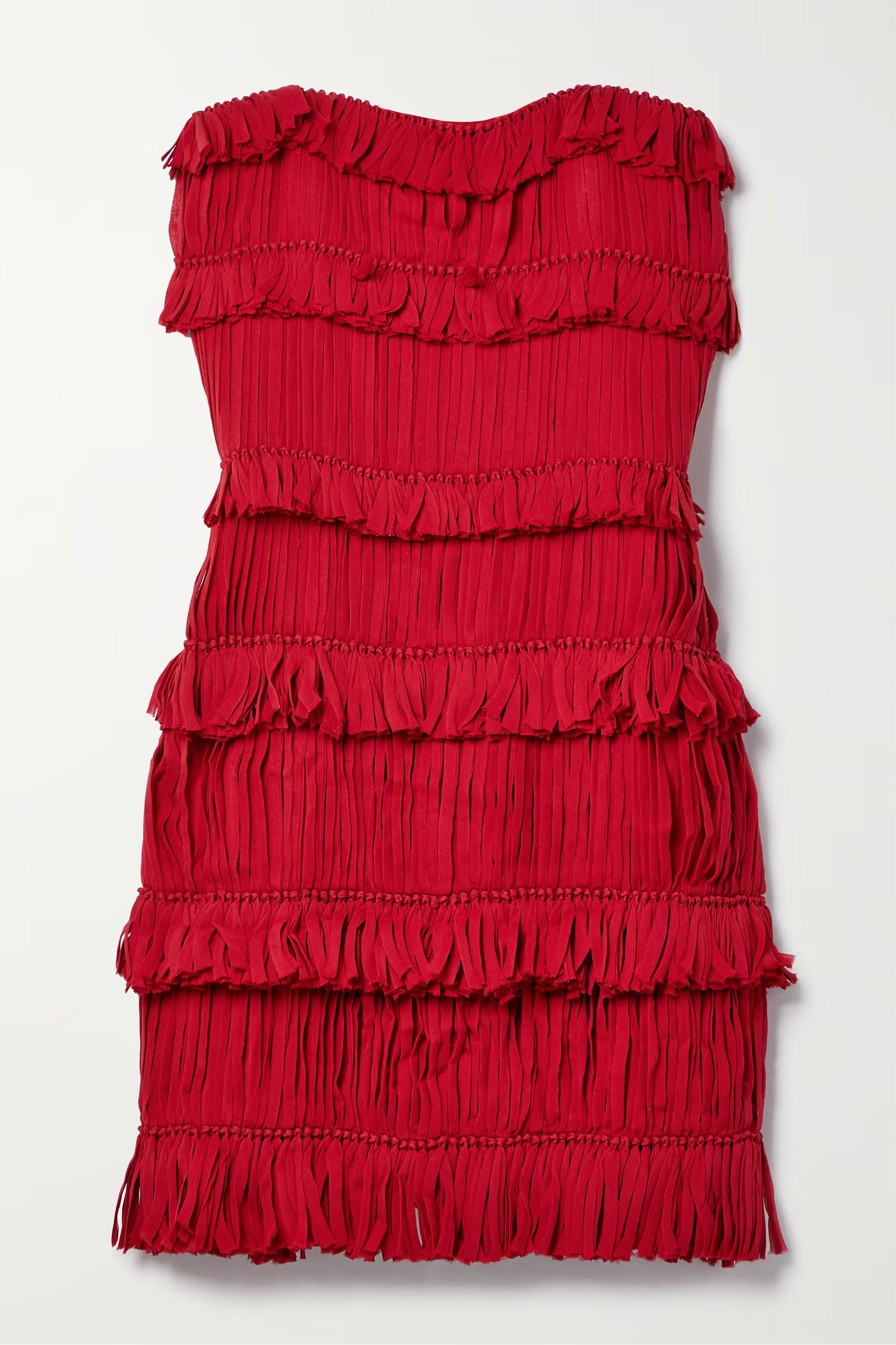 The Valencia strapless fringed silk-crepe mini dress | NET-A-PORTER (US)
