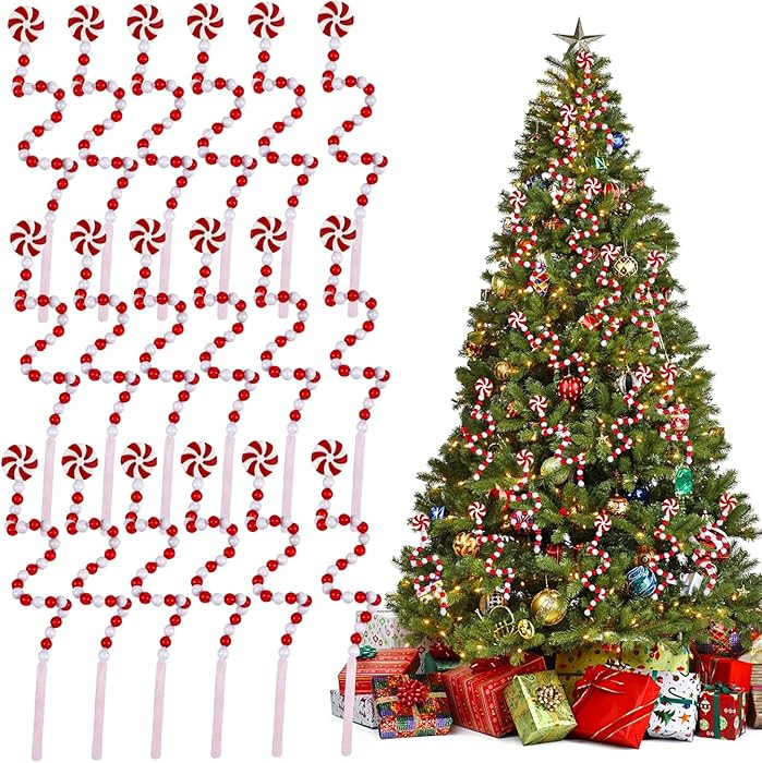 FOIMAS 18pcs Christmas Tree Candy Curly Picks Peppermint Candy Cane Tree Picks Ornament for Chris... | Amazon (US)
