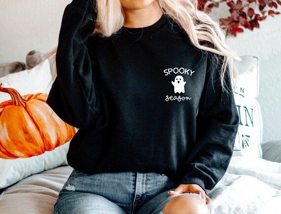 Read the full title
    Spooky Season Crew Neck Sweater, Cute & Scary Funny Fall Sweater, Hallowe... | Etsy (US)