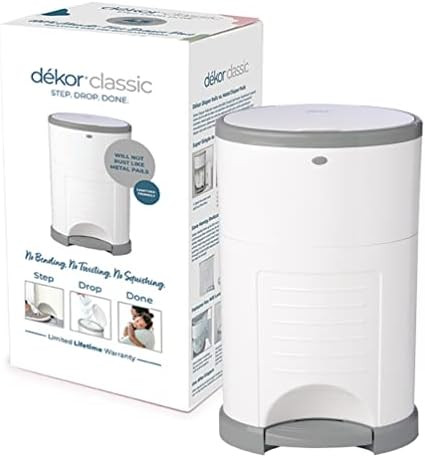 Amazon.com : Dekor Classic Hands-Free Diaper Pail | White | Easiest to Use | Just Step – Drop ... | Amazon (US)