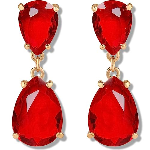 Burgundy Earrings for Women - Chandelier Earrings, Formal Earrings, Elegant Earrings for Women, Fancy Earrings for Women, Red Earrings for Women Dangle, Red Dangle Earrings, Red Statement Earrings | Amazon (US)