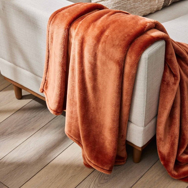 Better Homes & Gardens Solid Velvet Plush Oversized Couch Throw Blanket, Copper Pipe | Walmart (US)