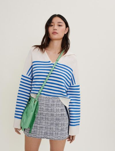 222MARINIERE Cashmere and crochet sailor top | Maje US