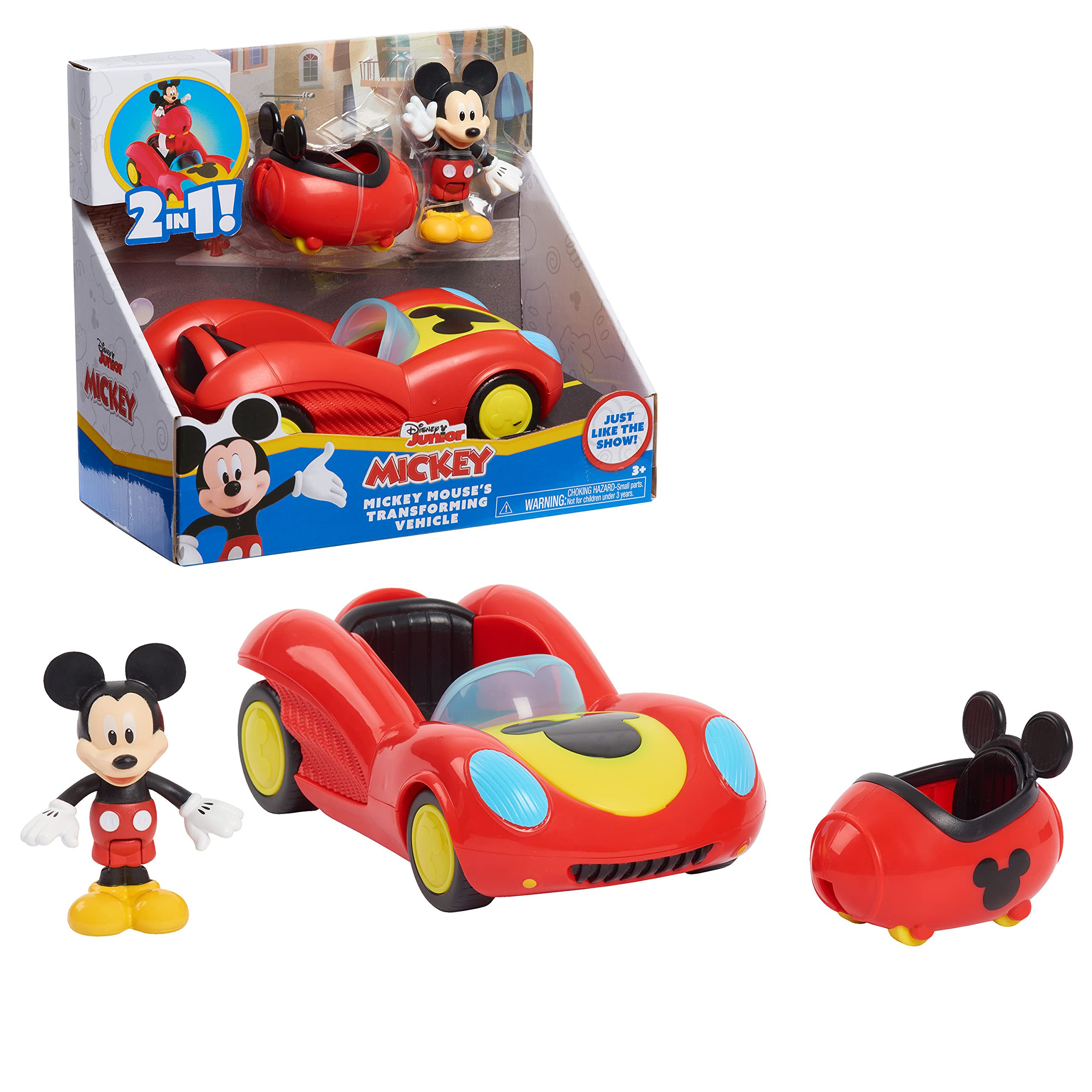 Disney Junior Mickey Mouse Funhouse Transforming Vehicle, Mickey Mouse, Red Toy Car, Preschool, K... | Amazon (US)