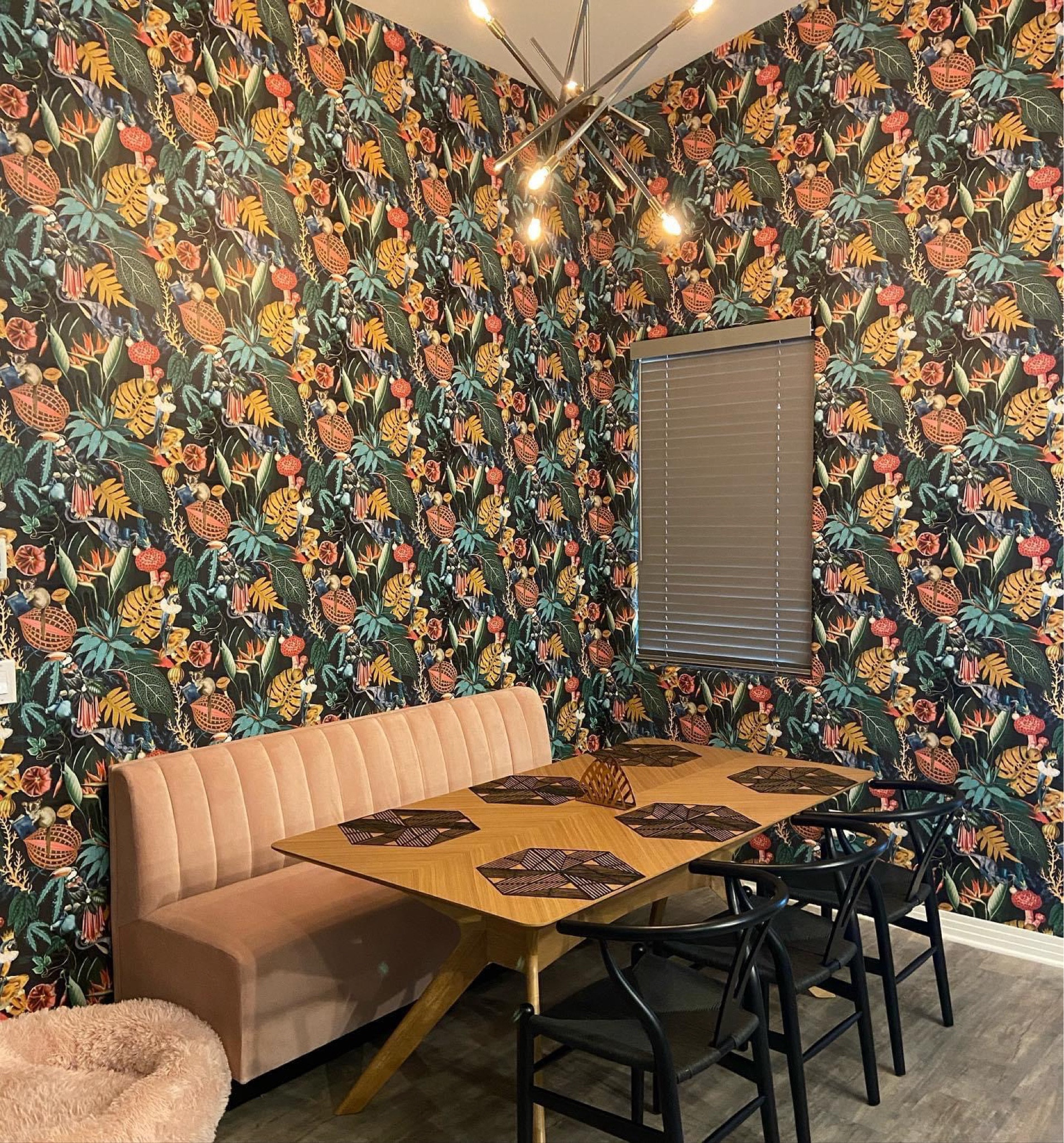 Jungle 🌺 Dining Room

This Mid Century dining room with wishbone chairs, a wood table, and custom pink banquette comes to life with this colorful tropical wallpaper.

#wallpaper #diningroom #tropicalvibes

#LTKhome