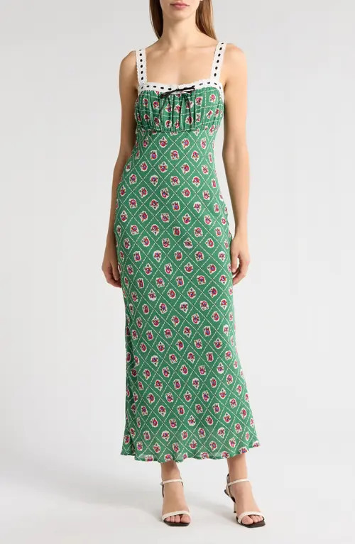 WAYF Magnolia Sleeveless Midi Dress in Green Scarf at Nordstrom, Size X-Small | Nordstrom
