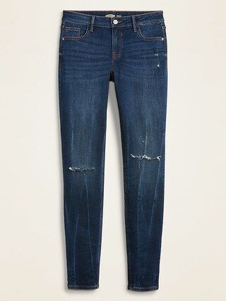 Mid-Rise Distressed Rockstar Super Skinny Jeans for Women | Old Navy (US)