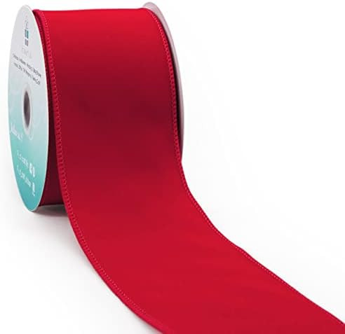 CT CRAFT LLC Plain Velvet Wired Ribbon for Home Decor, Gift Wrapping, DIY Crafts, 2.5” x 10 Yar... | Amazon (US)