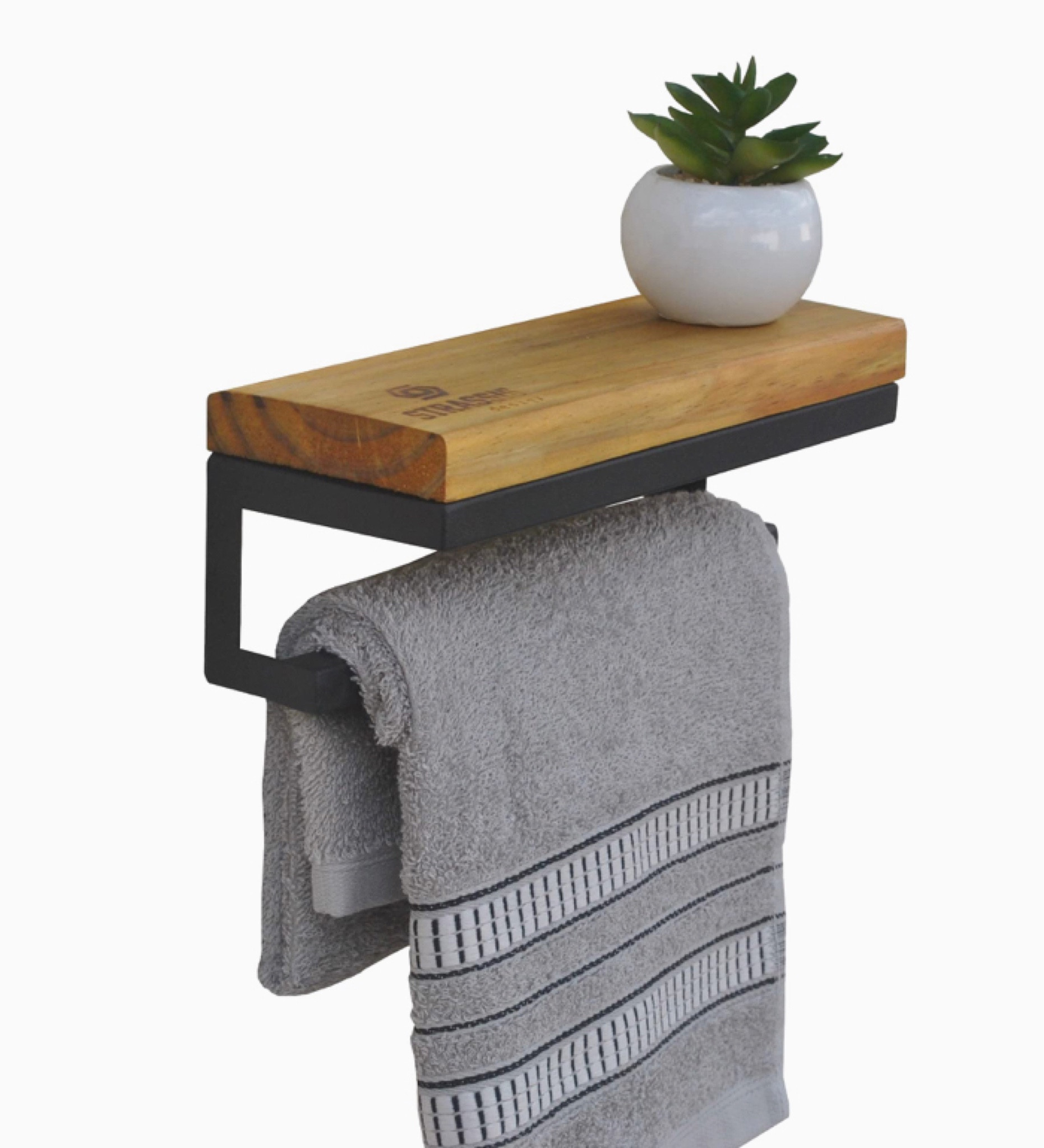 Toalheiro com Prateleira Multiuso Moderno 4006 Preto 25cm Banheiro Lavabo

#LTKbrasil