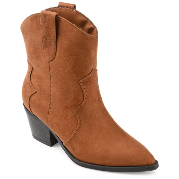 Journee Collection Womens Becker Pointed Toe Stacked Western Booties | Target