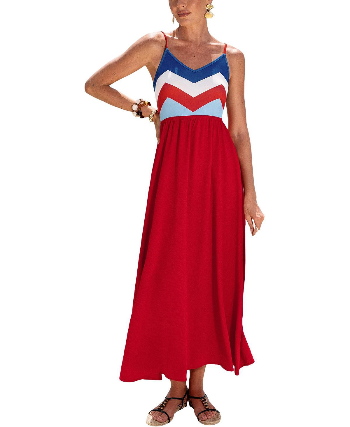 Cupshe Women's Good Taste Chevron Maxi Beach Dress - Red | Macy's