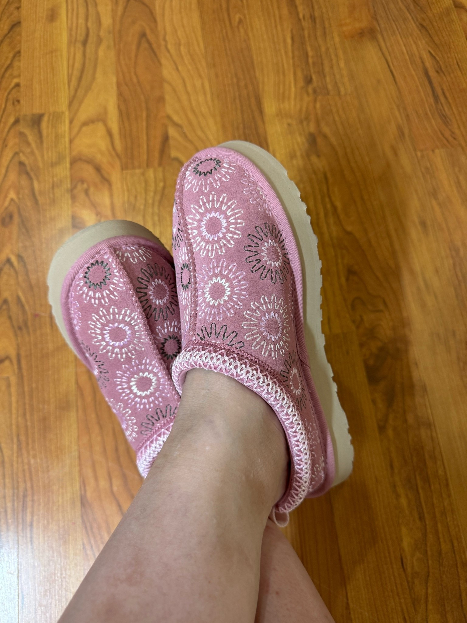 I wanted Uggs that weren’t platform cuz all my other ones are high. These aren’t to low or too high. They are big kids sizes and they are PERFECT plus they are on sale at scheels for under $40!