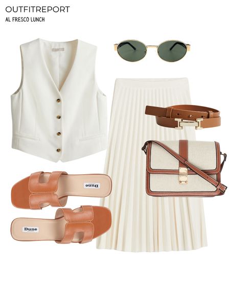 Tan accessories outfit with White maxi skirt vest and tan sandals 

#LTKstyletip #LTKitbag #LTKshoecrush