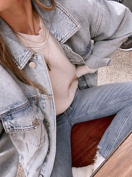 Denim on denim for the zoo and lunch today 
Oversized denim jacket is a favorite spring essential 
Oatmeal sweatshirt (SHANNONP15)
Straight leg jeans- I took my regular size- they’re 100% cotton so snug at first but stretch after several wears 

#LTKstyletip