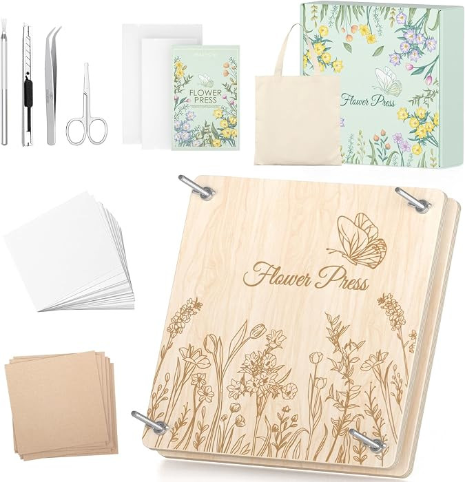 Wakhow Flower Press Kit \u2013 11" x 11" Large Wooden Flower Presser for Adults & Teens | DIY Bou... | Amazon (US)