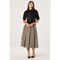 ASTR the Label | Wide Pleat Midi Skirt in Taupe black fleck | Size XS | ASTR The Label (US)