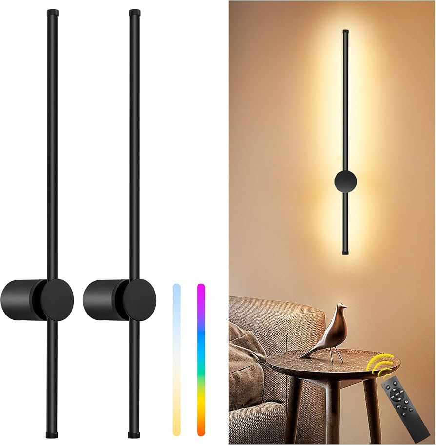 23.6 Inch Battery Operated Wall Sconces Set of Two, 12000mAh Rechargeable Wall Sconce with Remote... | Amazon (US)
