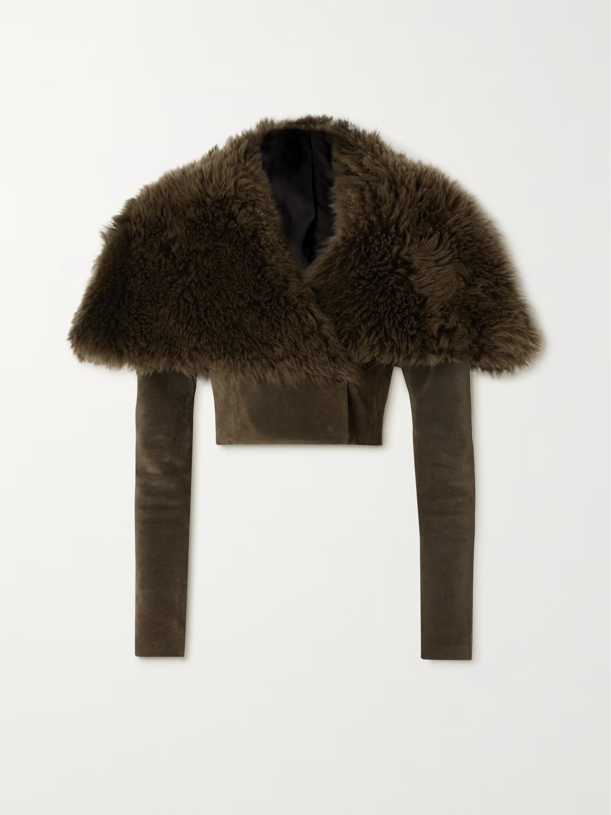 ALAÏACropped shearling and suede jacket | NET-A-PORTER (US)