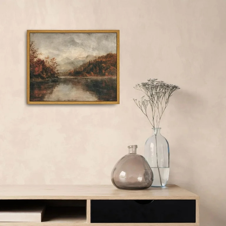 AatoeaX Canvas Wall Art Vintage Print Fall Lake Landscape Oil Paintings Autumn Rustic Moody Earth... | Walmart (US)