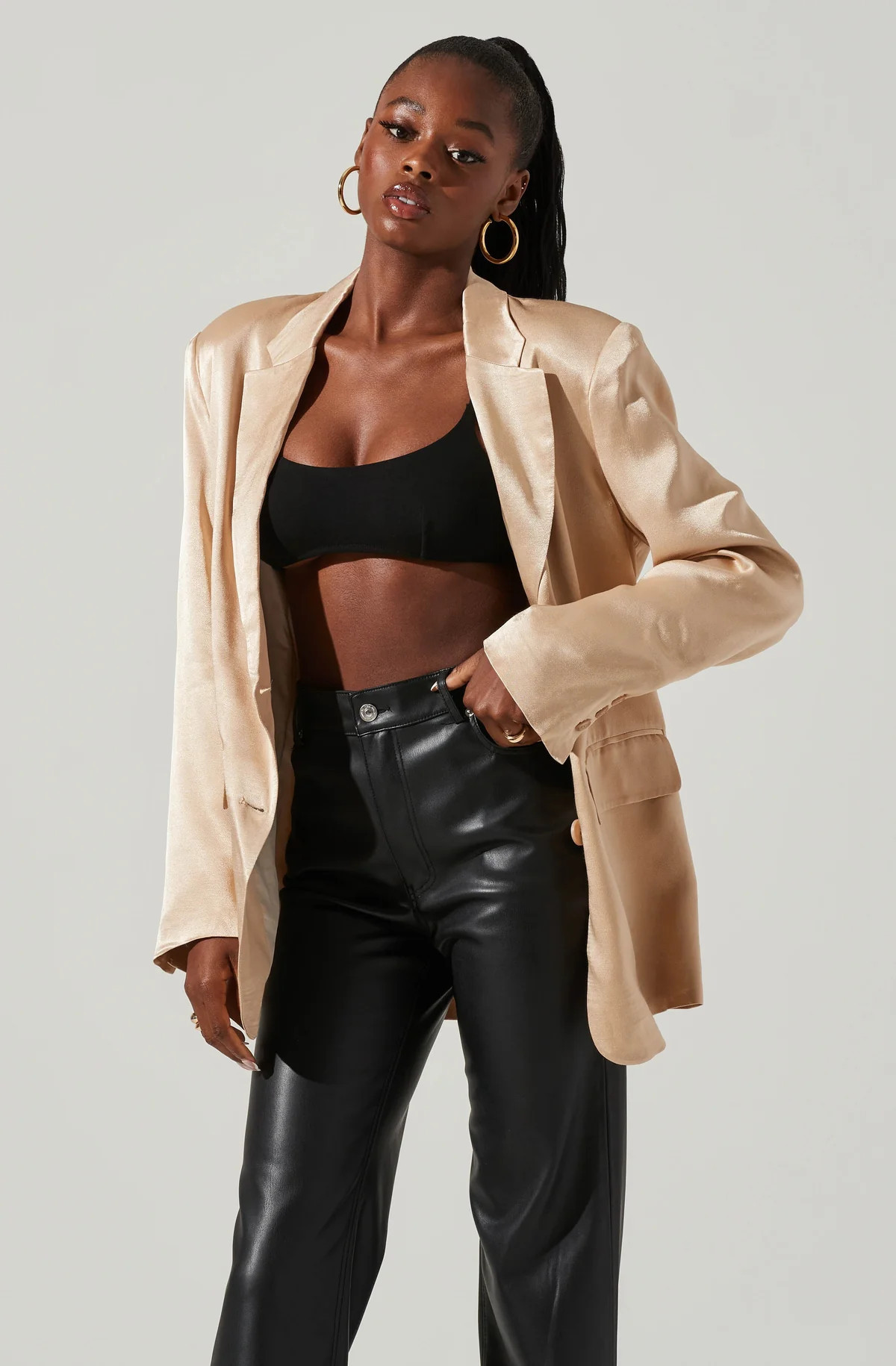 Kimia Satin Oversized Blazer | ASTR The Label (US)