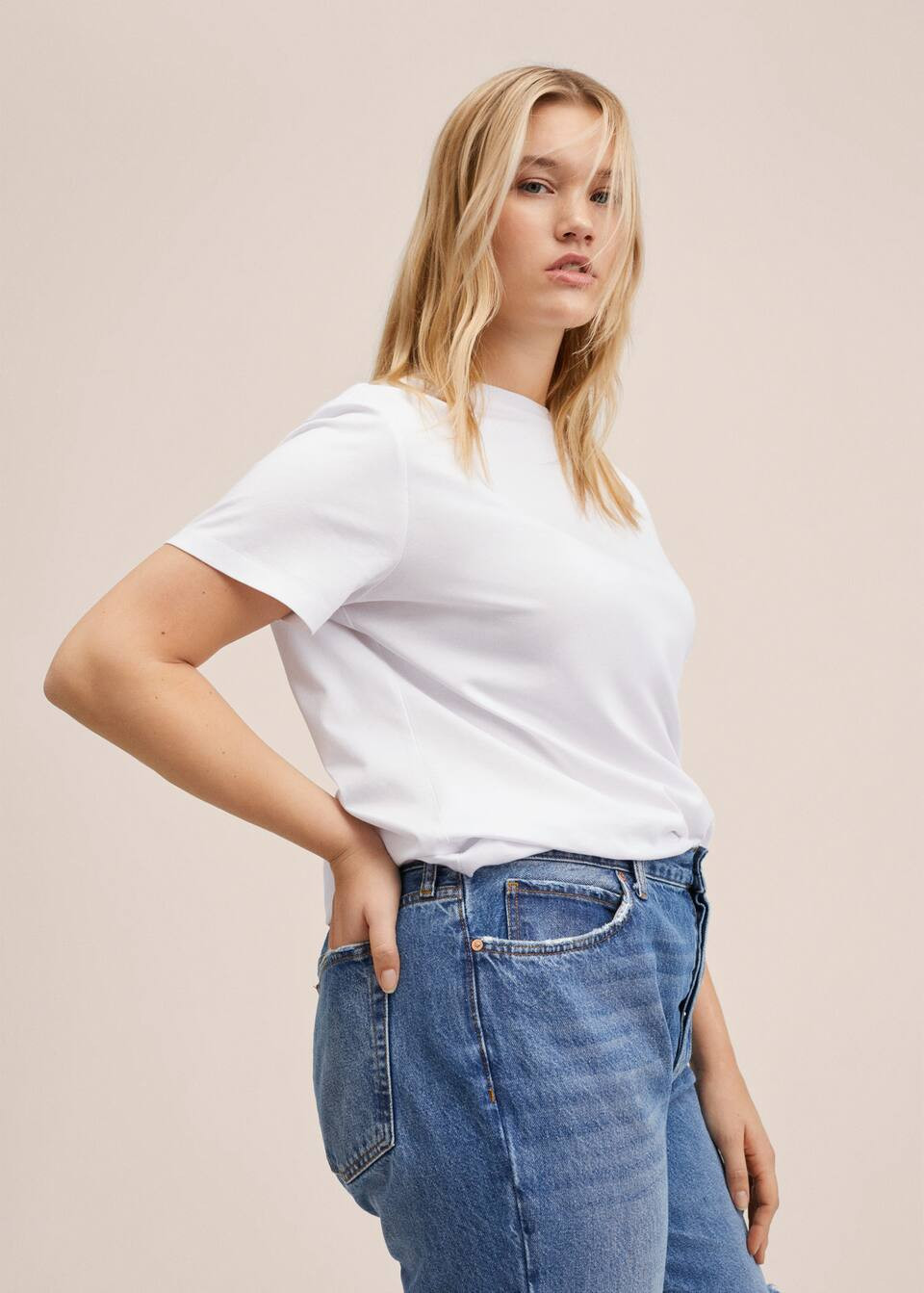 Essential cotton-blend T-shirt | MANGO (US)