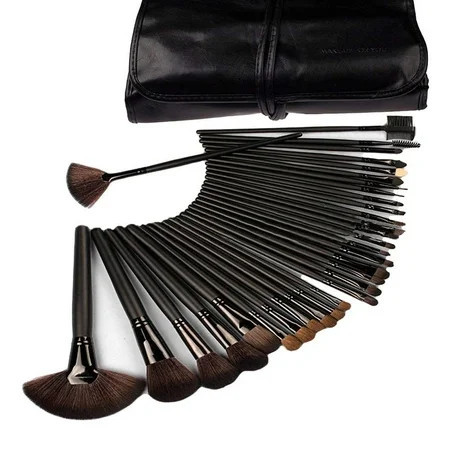 32-Piece Black Cosmetic Makeup Brush Set with Black Bag | Walmart (US)