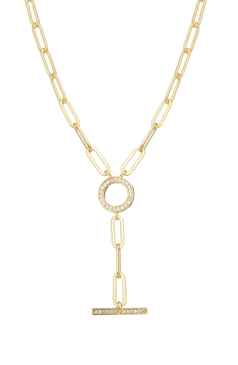Pavé Paper Clip Chain Toggle Necklace | Nordstrom