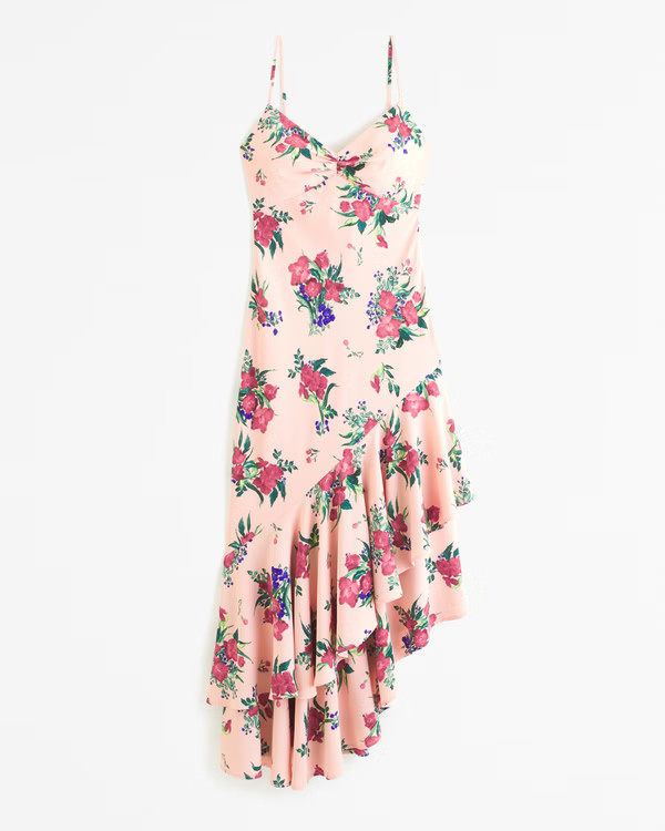Women's Drama Asymmetrical Ruffle Maxi Dress | Women's Clearance | Abercrombie.com | Abercrombie & Fitch (US)