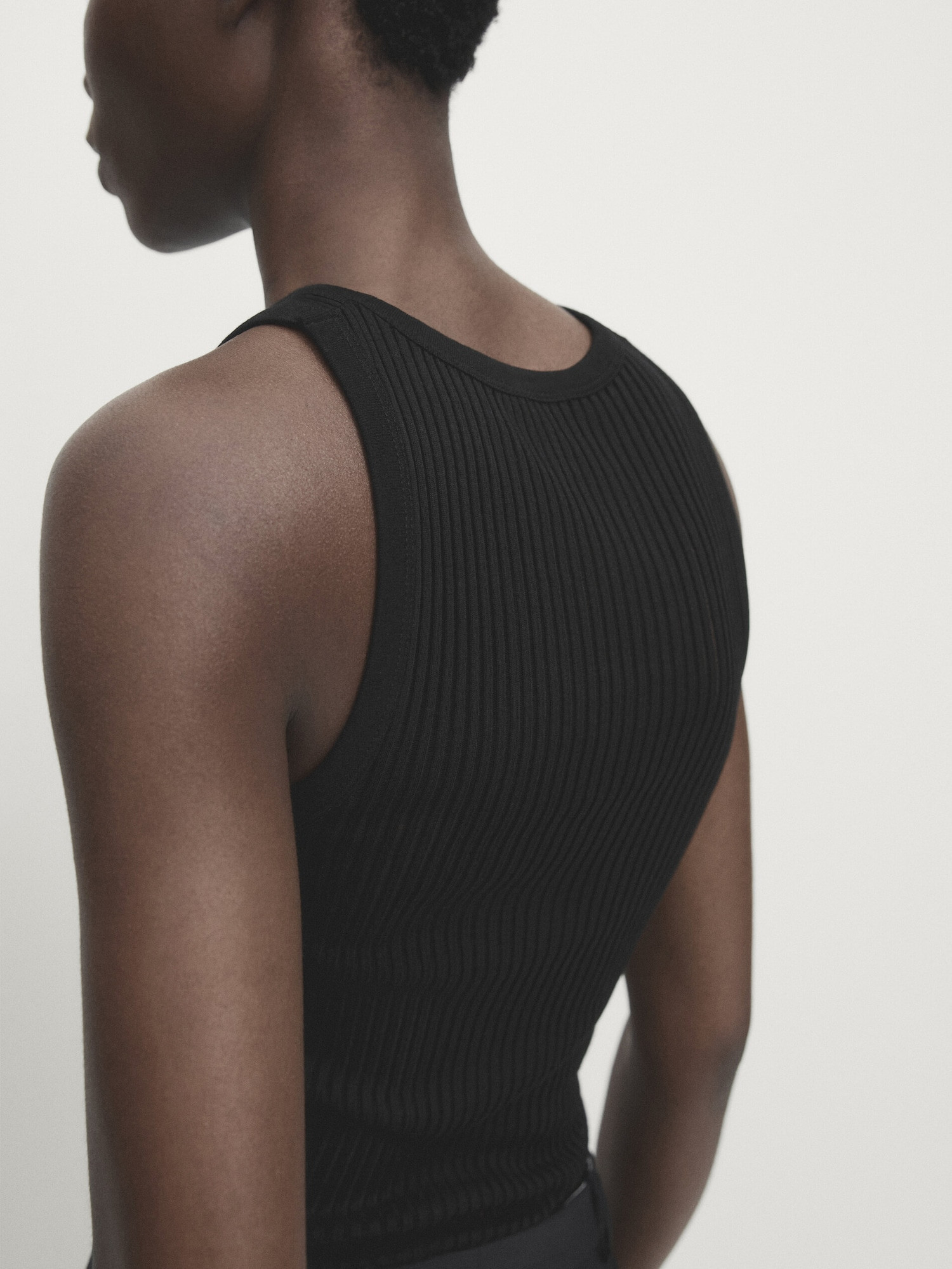 Sleeveless ribbed knit top - Studio | Massimo Dutti UK