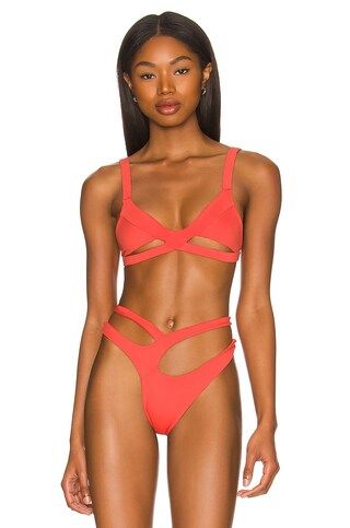 Indah Nova Cutaway Bikini Top in Coral from Revolve.com | Revolve Clothing (Global)