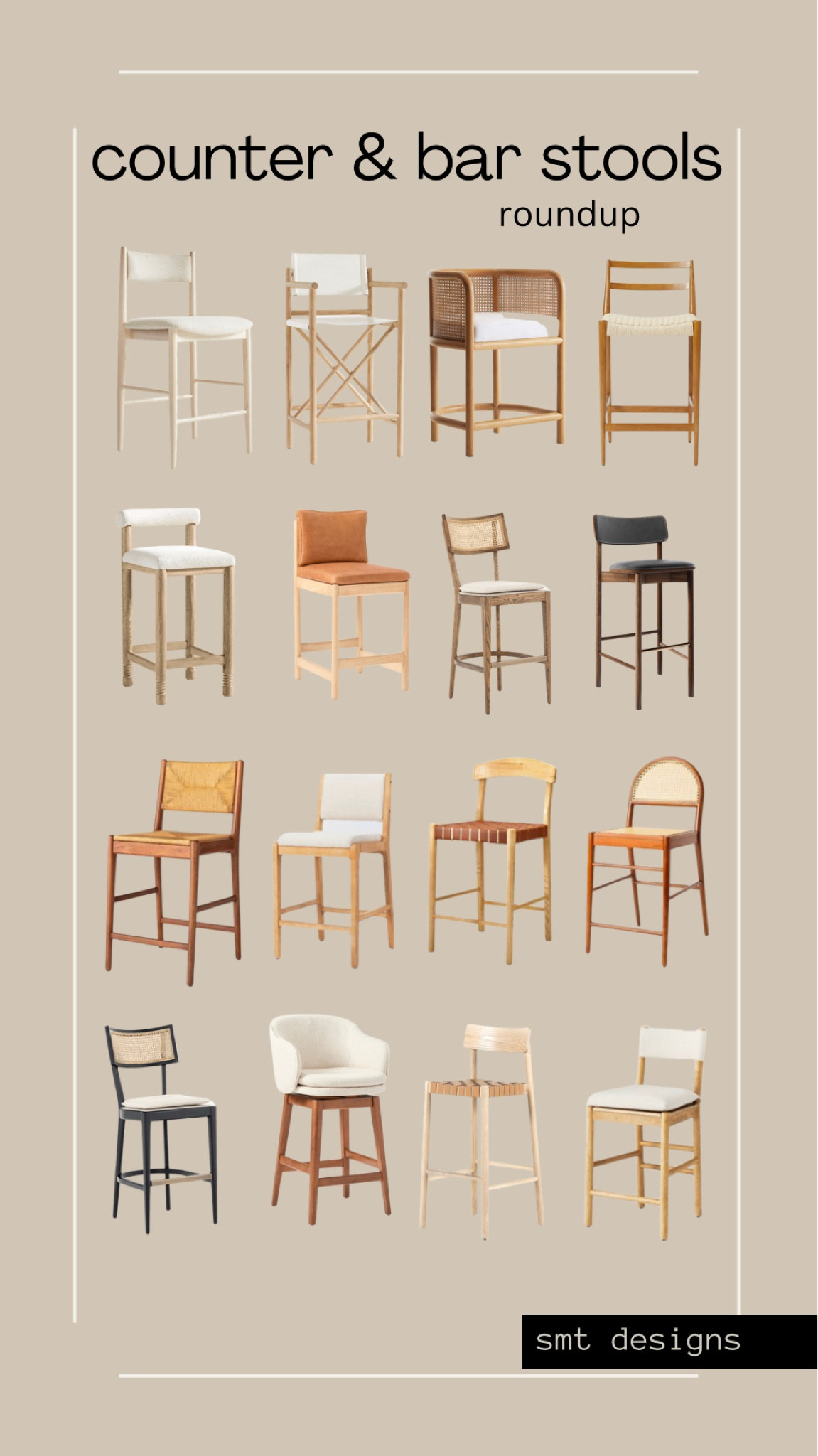 A roundup of bar stools and counter stools with wood frames and a variety of upholstered and leather seats  

#LTKSeasonal #LTKsalealert #LTKhome