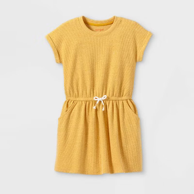 Girls' Slub Short Sleeve Knit Dress - Cat & Jack™ Heather Yellow S | Target