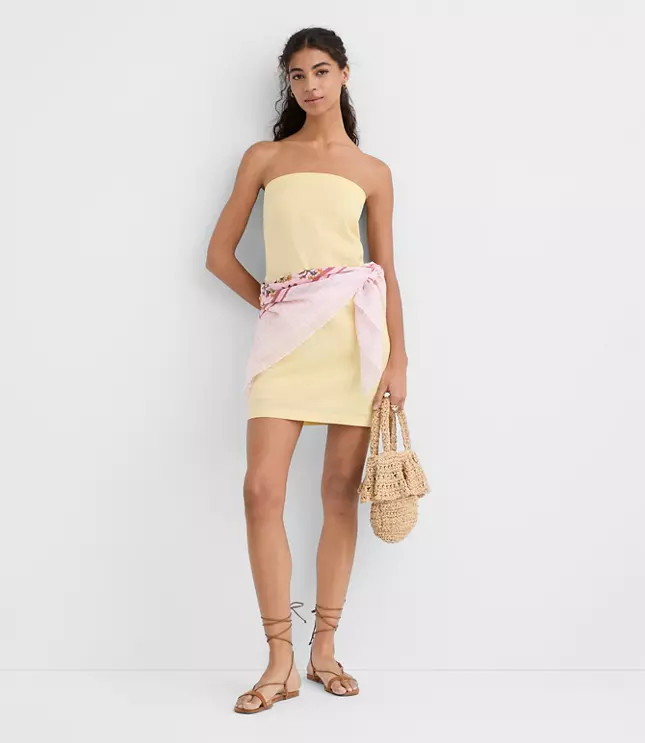 LOFT Beach Linen Cotton Strapless Mini Dress | LOFT