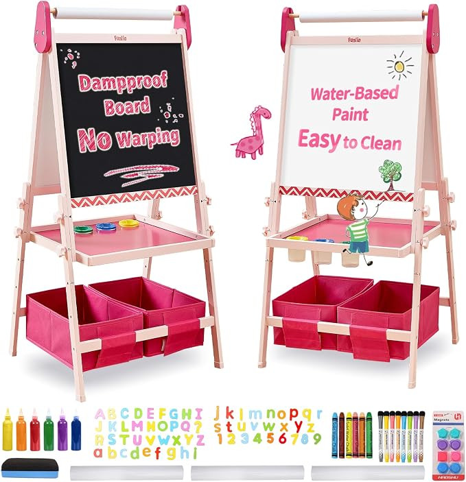 FUNLIO Anti-Warping Kids Art Easel, 3 Height Adjustable for Kids Aged 2-8, All-in-One Toddler Eas... | Amazon (US)