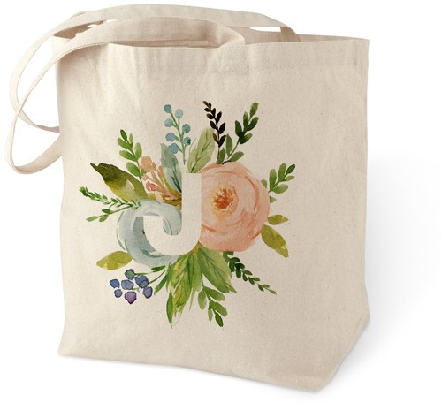 Monogram Floral Cotton Tote Bag by Shutterfly | Shutterfly