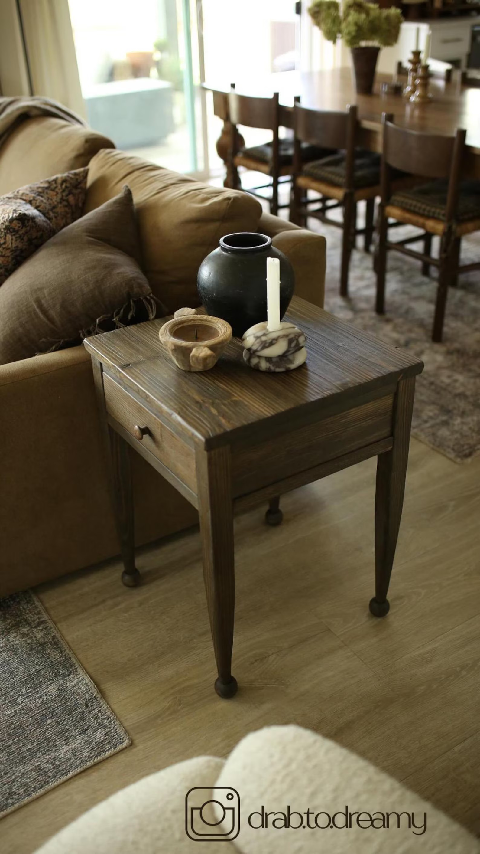 Made to Order: Large Accent Table With Drawer Dark Finish - Etsy | Etsy (US)