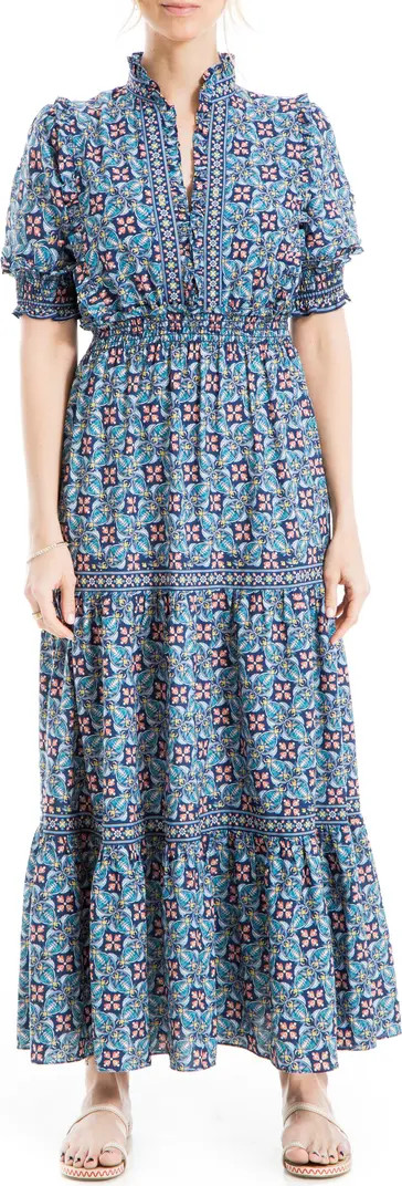 Ruffle Collar Print Tiered Maxi Dress | Nordstrom Rack