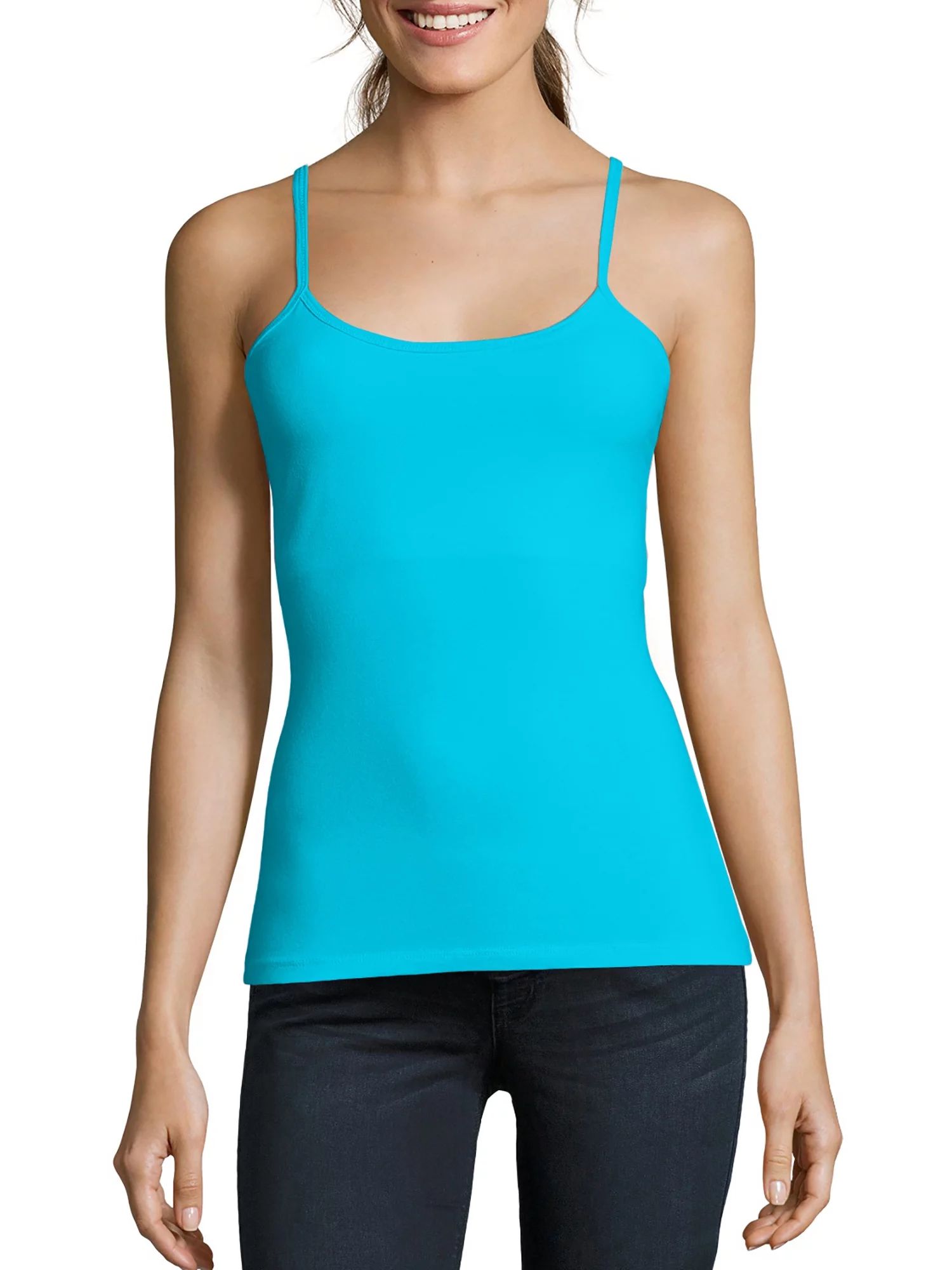 Hanes Women's Stretch Cotton Cami With Built-In Shelf Bra, Style O9342 - Walmart.com | Walmart (US)