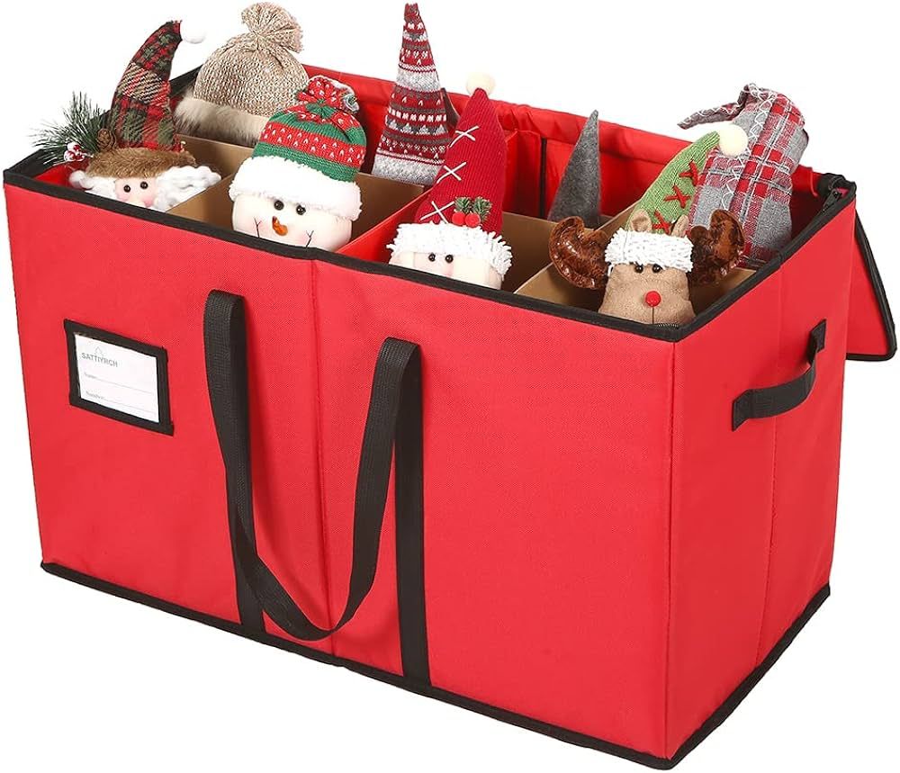 Sattiyrch Christmas Figurine Storage Box & Xmas Figurine Container -600D Canvas Ornament Storage ... | Amazon (US)