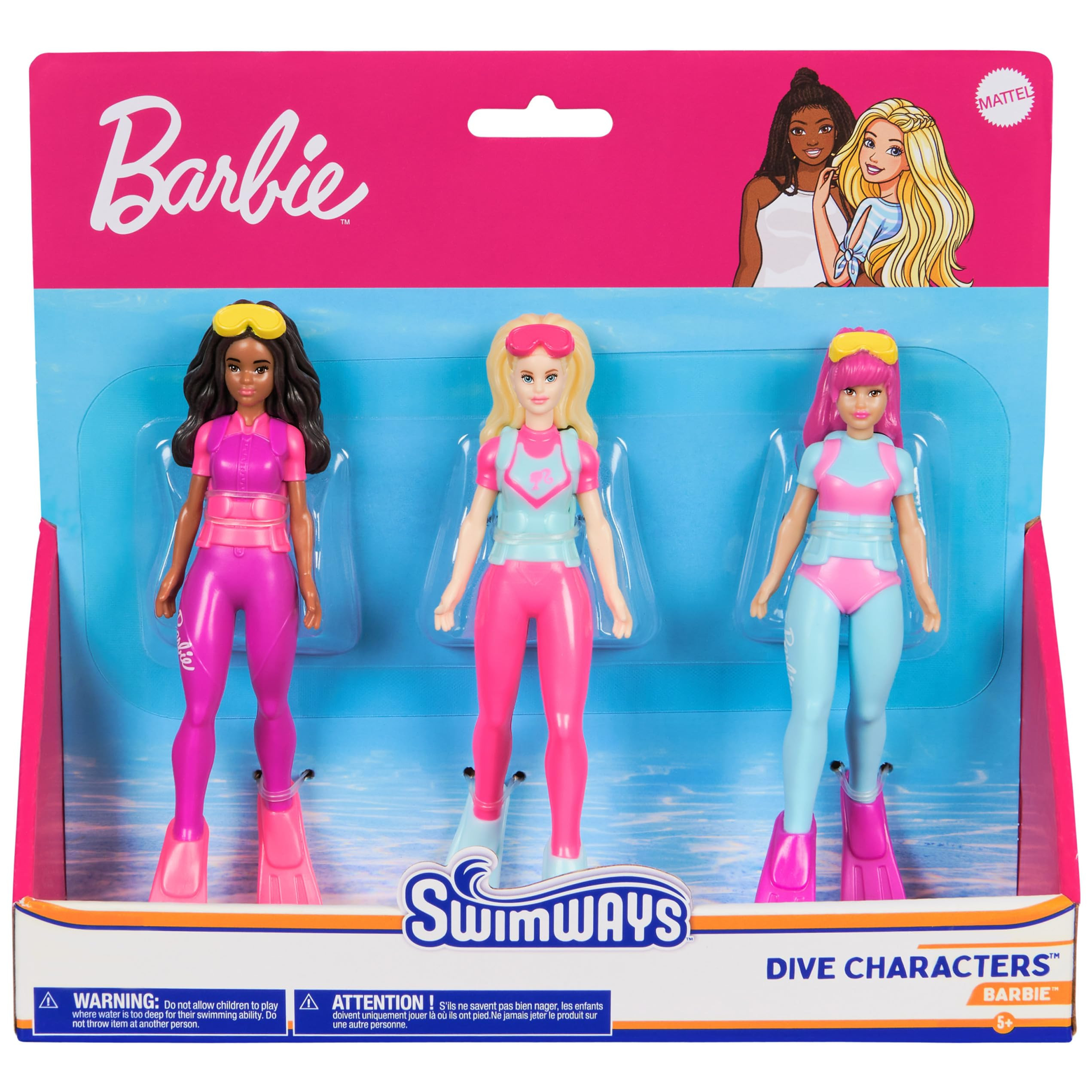 SwimWays Barbie Dive Characters 3-Pack, Swimming Pool Accessories & Kids Pool Toys, Pool Party Su... | Amazon (US)