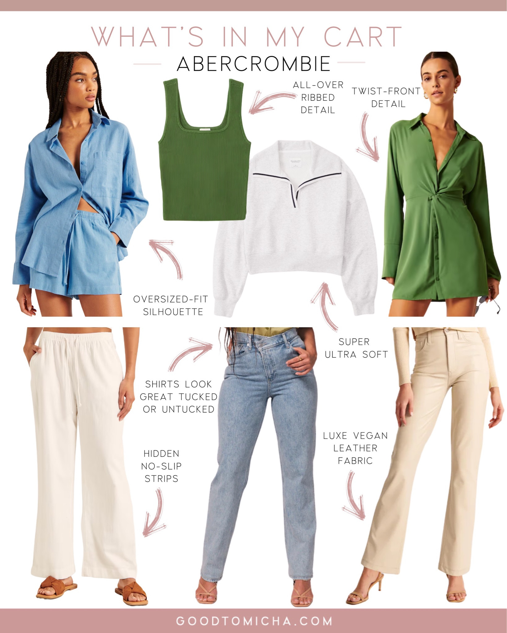 Abercrombie- What’s in my Cart - Clothing - Top - Bottom - Dress - Pants - Vegan Leather Pants - Jeans - Tank Top 

#LTKFind #LTKstyletip #LTKSeasonal