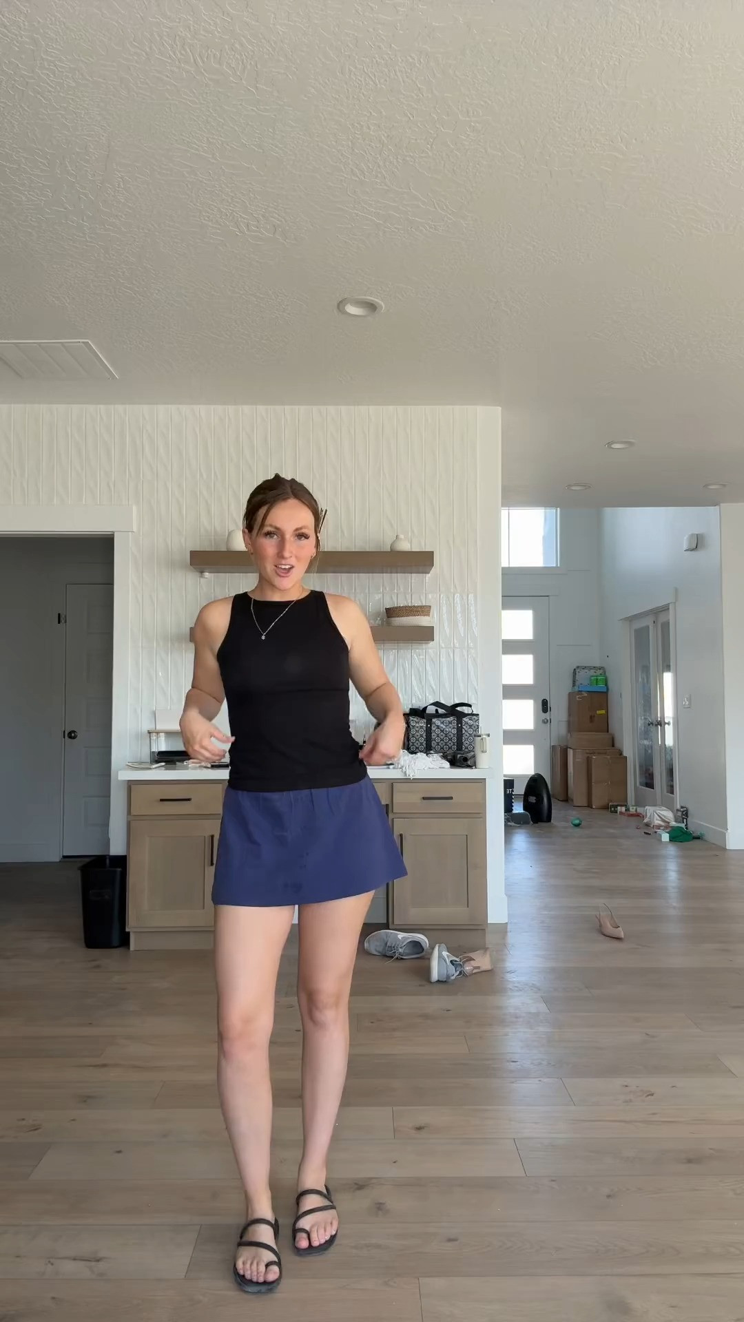 Crocs Sandal, Dazzwear Tank Top and Gold Skort 

 #LTKootd #LTKOver40 #LTKMidsize