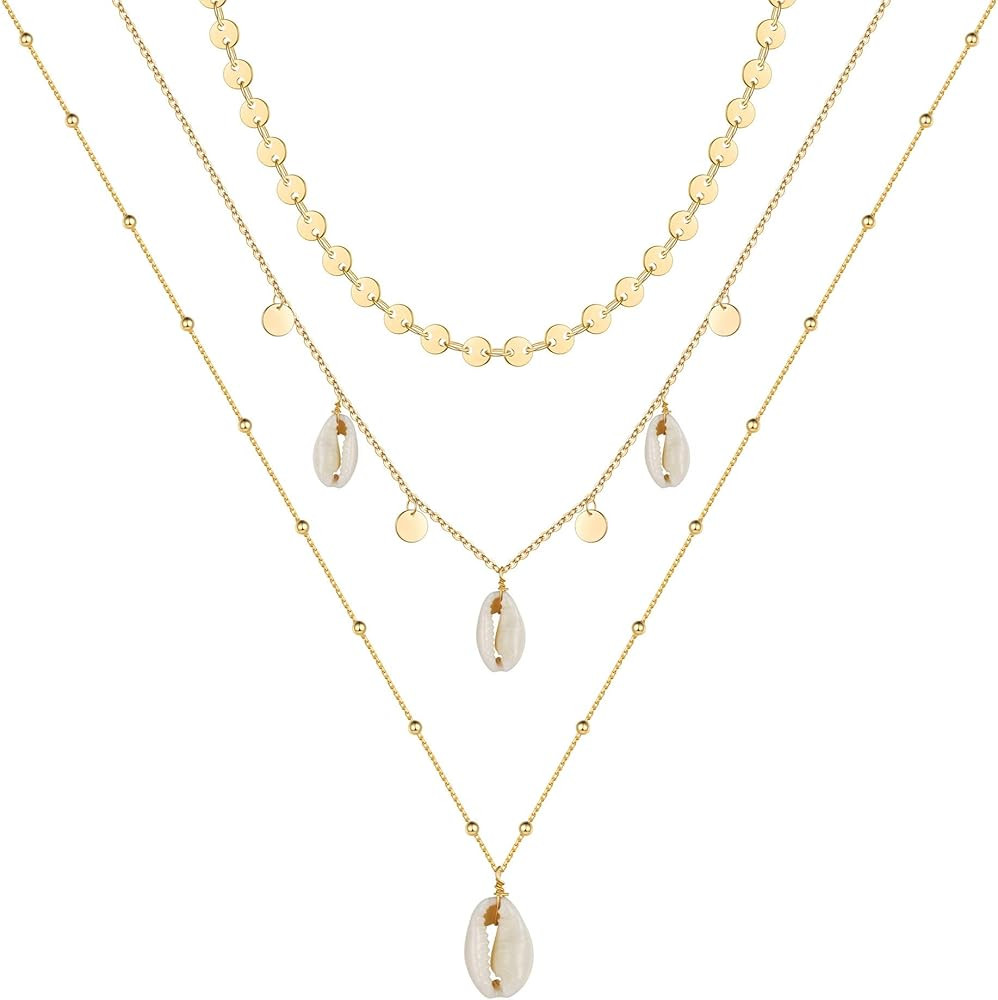 Turandoss Gold Necklaces for Women - 14K Gold Plated Lock Evil Eye Medallion Vintage Coin Necklace B | Amazon (US)