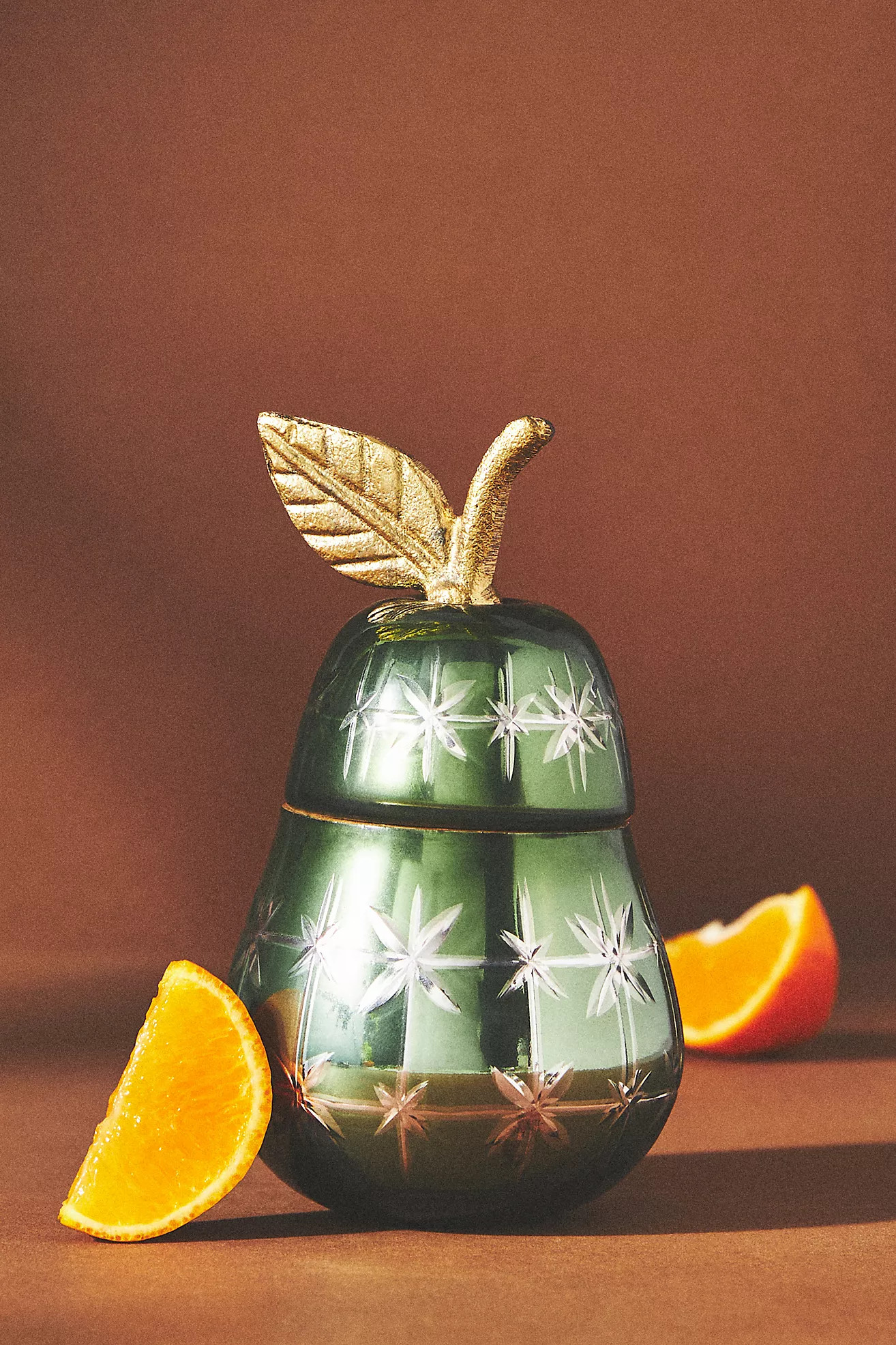 Etched Glass Fruity Poire Rouge Pear Candle | Anthropologie (US)