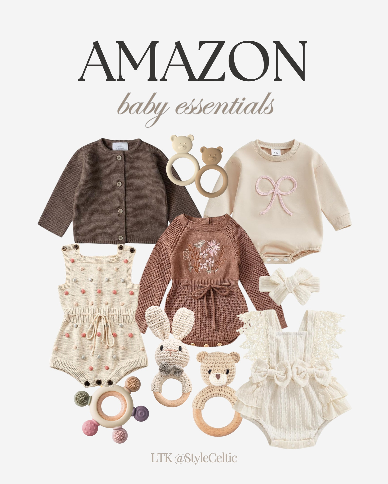 Amazon Aesthetic Baby Clothes and Essentials ✨
.
.
Amazon baby, baby clothes, baby necessities, baby toys, rattles, newborn outfits, newborn photos, beige baby outfits, neutral baby clothes, neutral baby gifts, baby gift guide, baby shower gift ideas, baby girl clothes, pacifiers, baby essentials, cute baby outfits, trendy baby clothes, baby bows, baby headbands, baby Easter outfits, Easter clothes 

#LTKBaby #LTKKids #LTKFamily