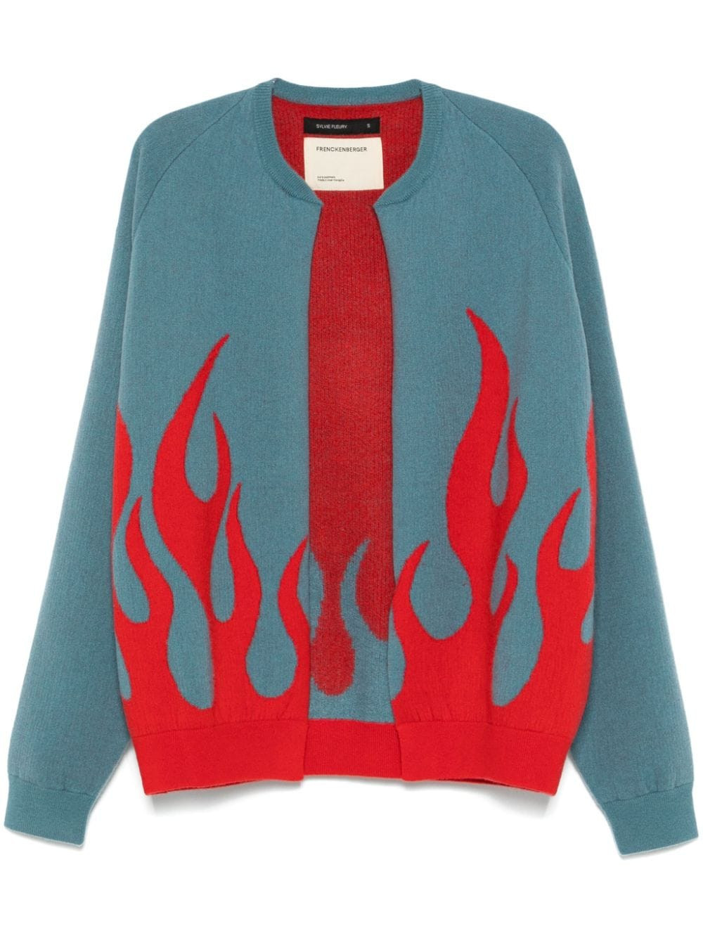 Frenckenberger flame-jacquard cardigan - Blue | Farfetch Global