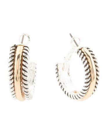 14kt Gold Plated Ribbed Edge Hoop Earrings | Jewelry | Marshalls | Marshalls
