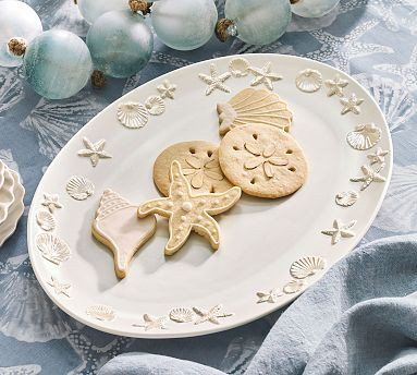 Coastal Embossed Stoneware Oval Serving Platter | Pottery Barn (US)