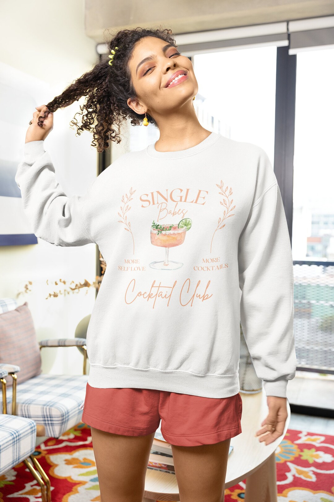 Single Babes Cocktail Club Valentine's Day Crewneck Sweatshirt - Etsy | Etsy (US)